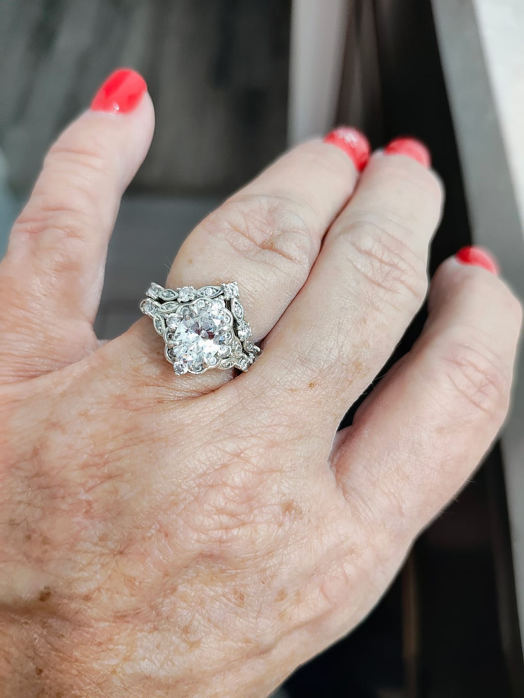 Customer photo review of Wishbone Chevron Art Deco V Shaped CZ Band in Sterling Silver