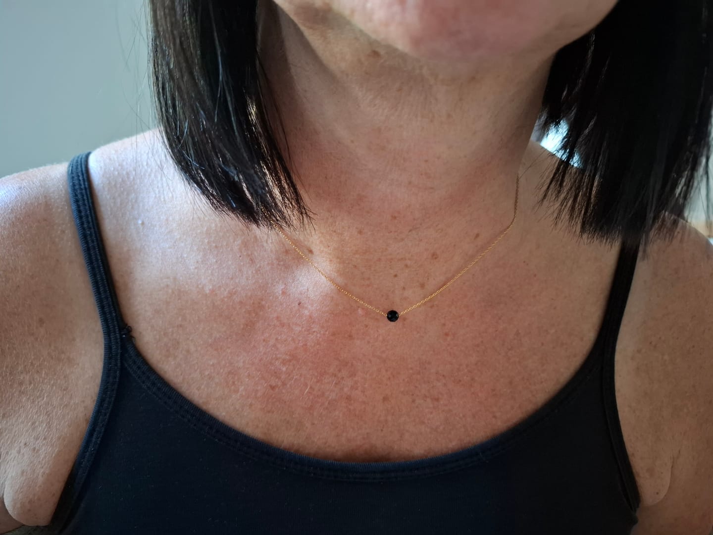 Customer photo review of Turmalin Halskette - Geschliffen S925 Silber Gold legiert
