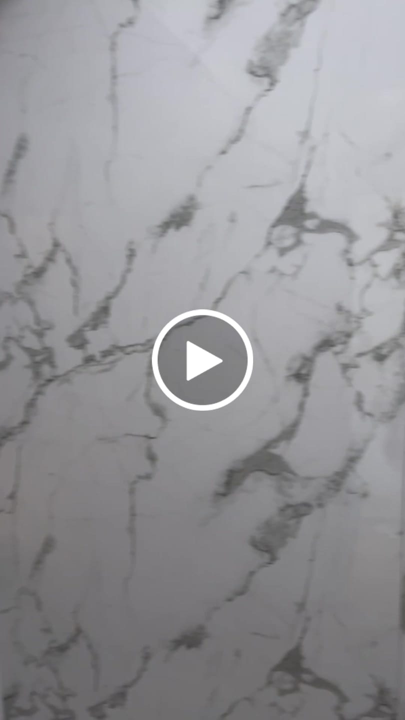 Customer video review of Premium White Calacatta Gloss Shower Wall Panel – 1M x 2.4M
