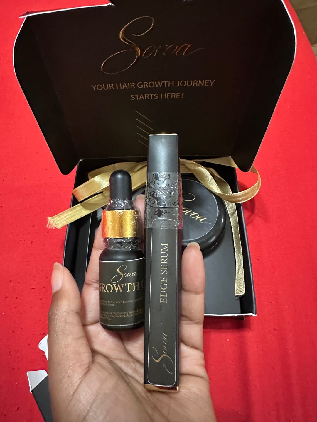 Customer photo review of Limited Edition Package: Sovoa Edge Serum and Growth Oil