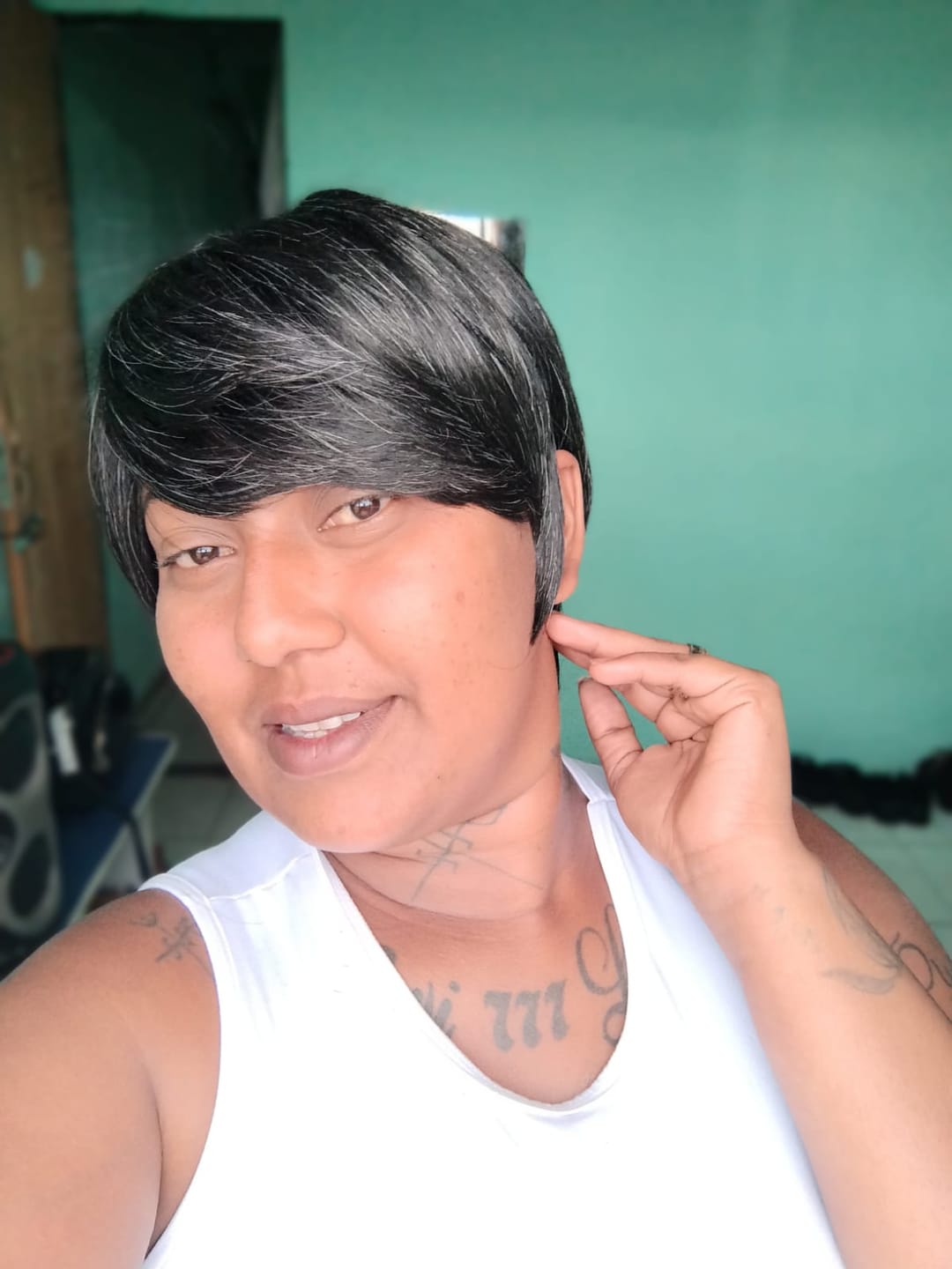 Customer photo review of Peruca Wig Daniela Castanho Luzes Grisalhas