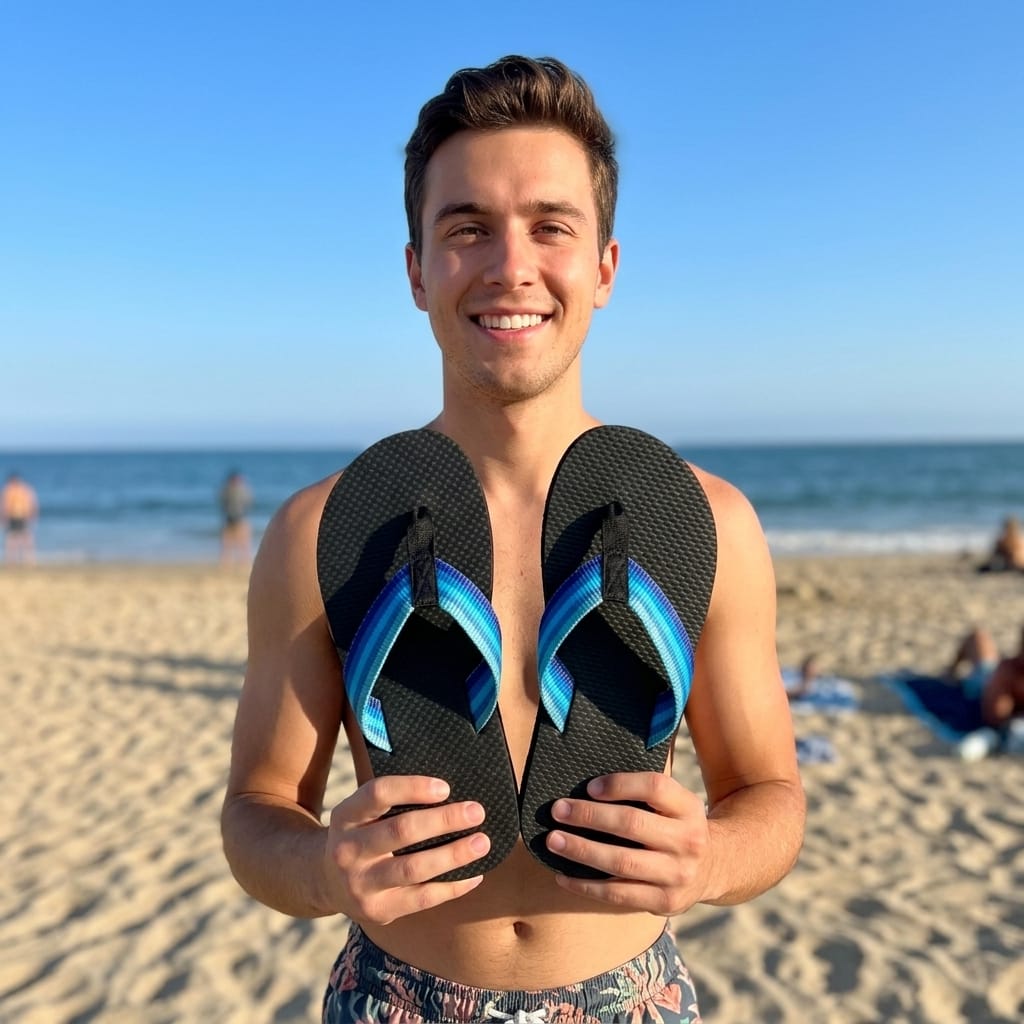 Customer photo review of Hidden Print Beach Flops