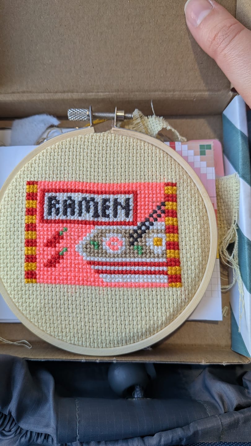 Customer photo review of Ramen Beginner Cross Stitch Kit