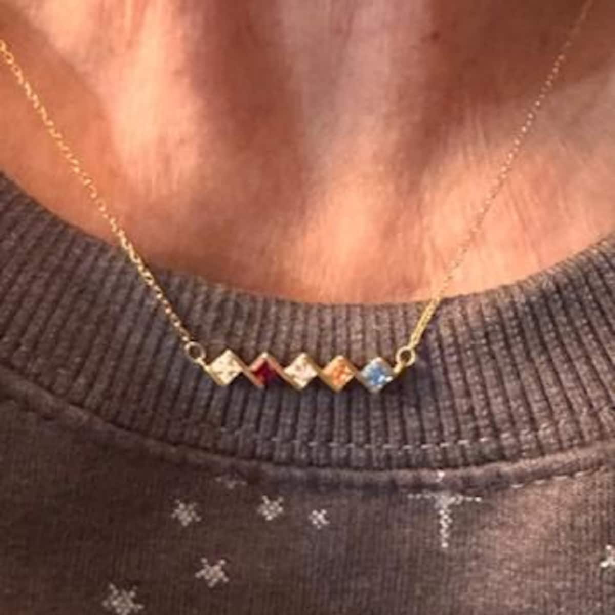 Customer photo review of Mother's Birth Stone Necklace