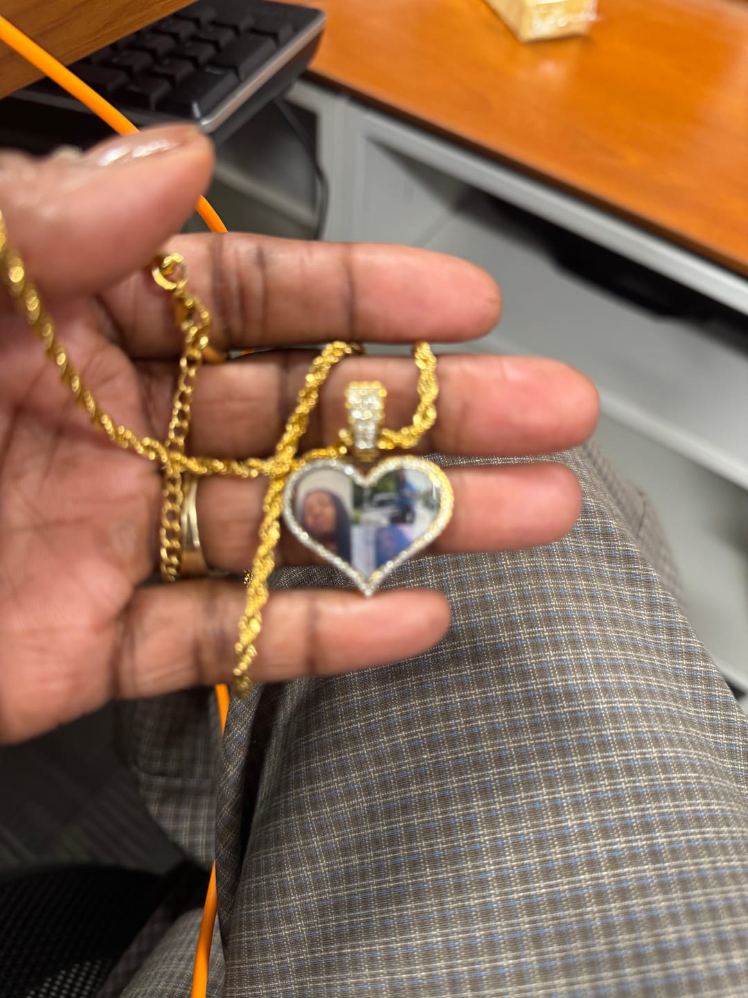 Customer photo review of Iced Photo Pendant w/ Rope Chain