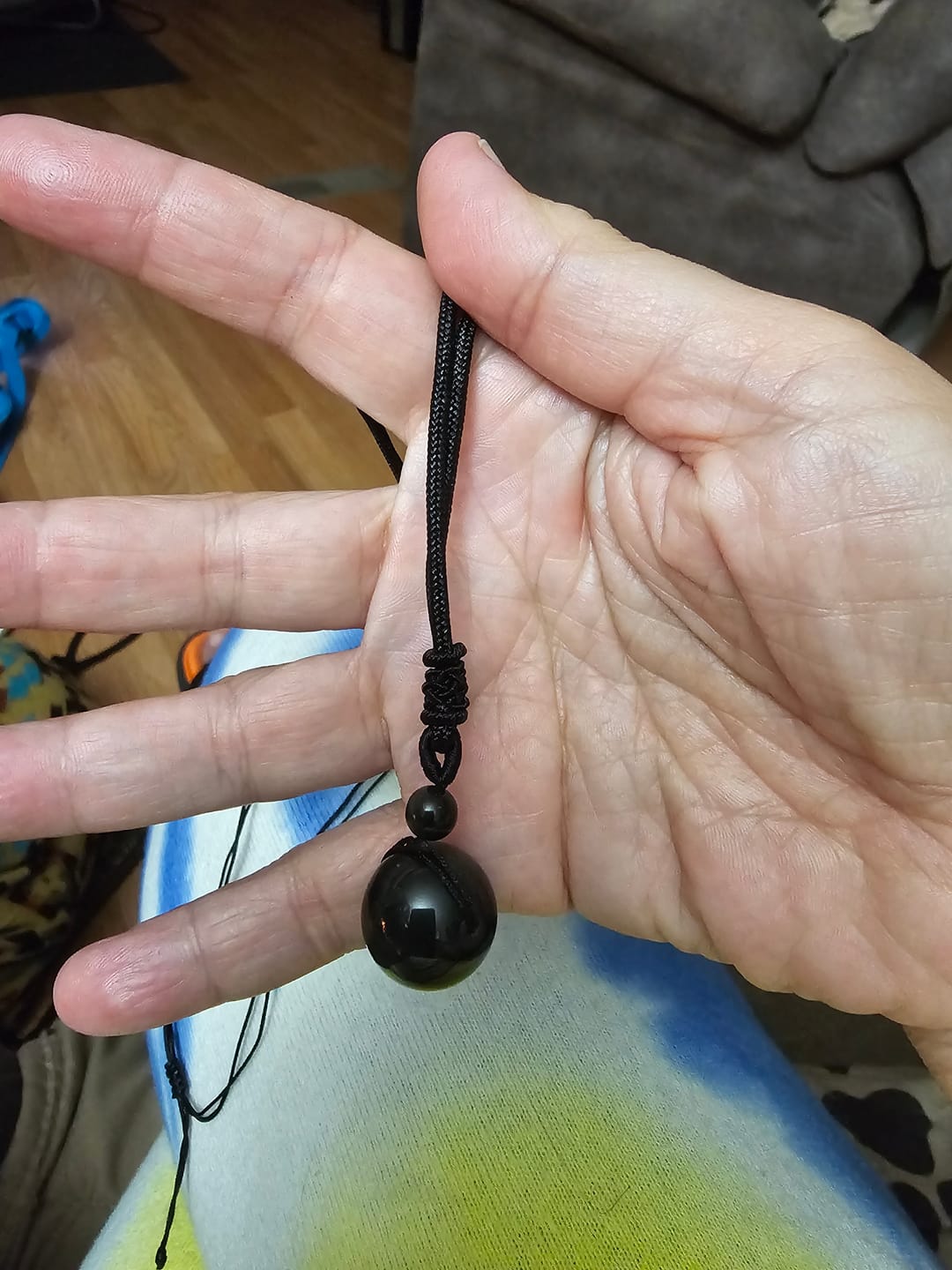 Customer photo review of Obsidian Stone Necklace
