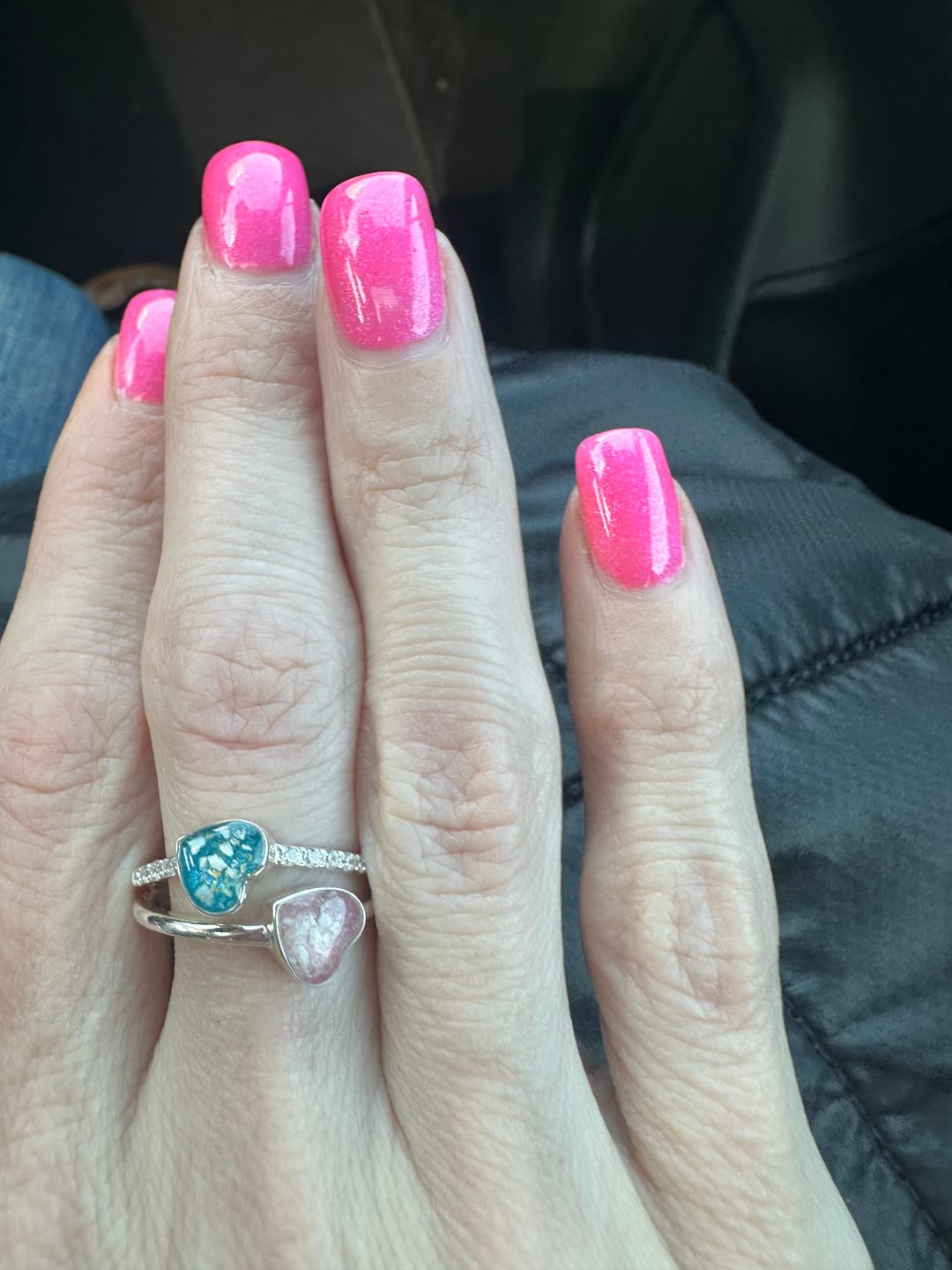 Customer photo review of Double Heart Cremation Ring