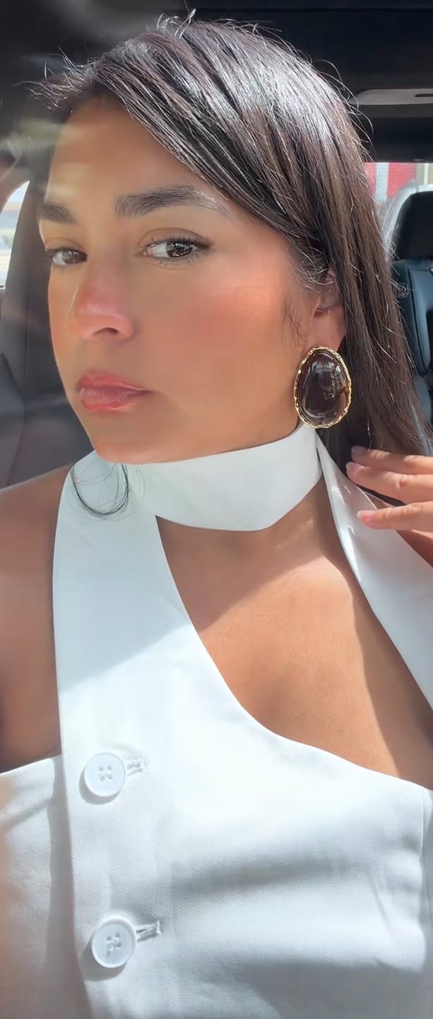 Customer photo review of Monarch Gem Earrings Brown