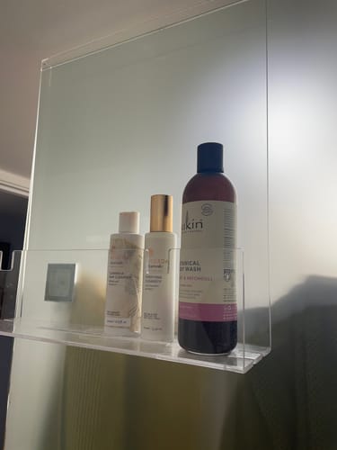 Customer photo review of Clear Acrylic Shower Shelf