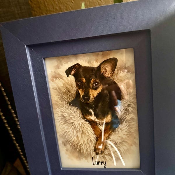 Customer photo review of Custom Watercolor Pet Portrait From Photo, Personalized Pet Memorial Gift For Dog Lover, Sympathy Gift For Dog Loss