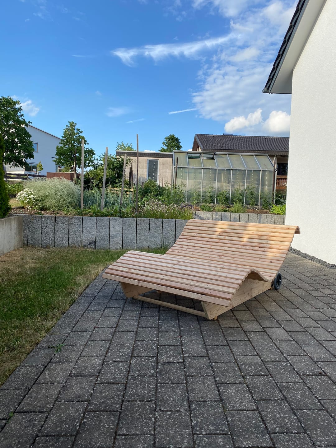 Customer photo review of Himmelsliege ,,Eibsee" Relaxliege aus Lärchenholz mit Rädern  ‍