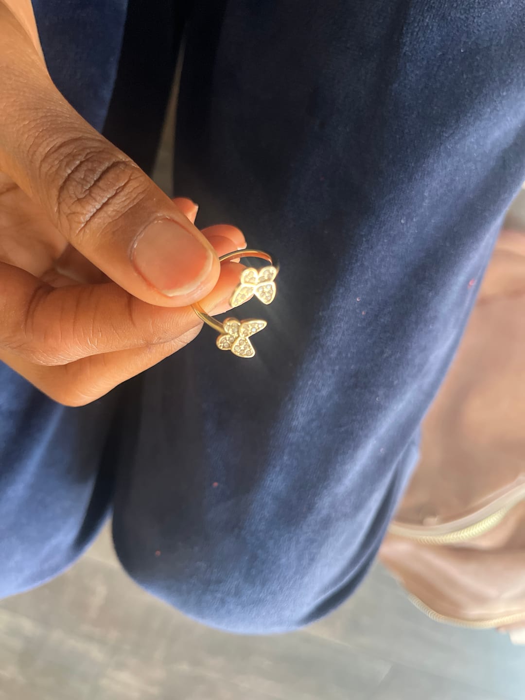 Customer photo review of Open Iced Butterfly Ring