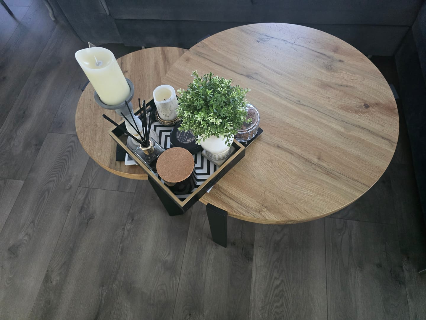 Customer photo review of Set 2 masute cafea POLO, stejar/negru