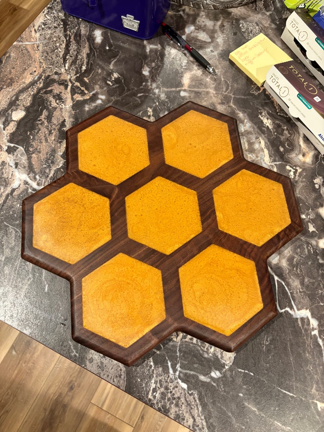 Customer photo review of 15x14.5" Honeycomb Seven Pocket Tray 09 Acrylic Router Template