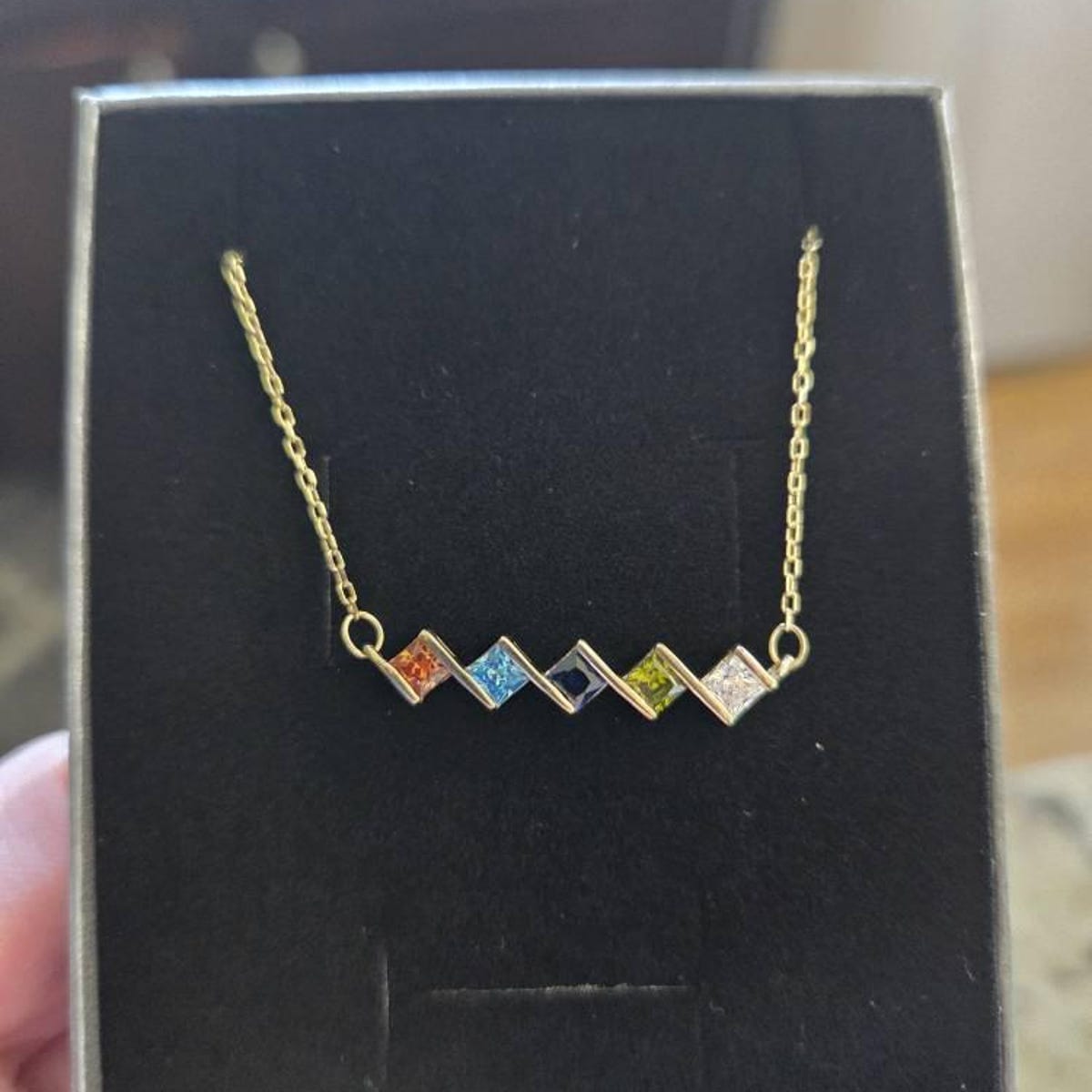 Customer photo review of Mother's Birth Stone Necklace