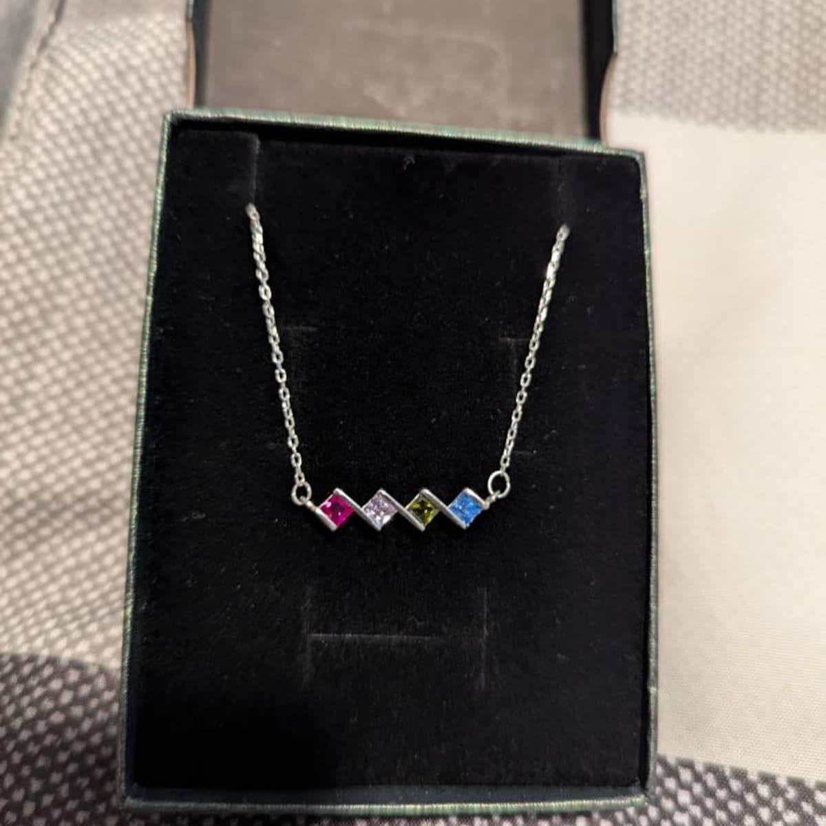Customer photo review of Mother's Birth Stone Necklace