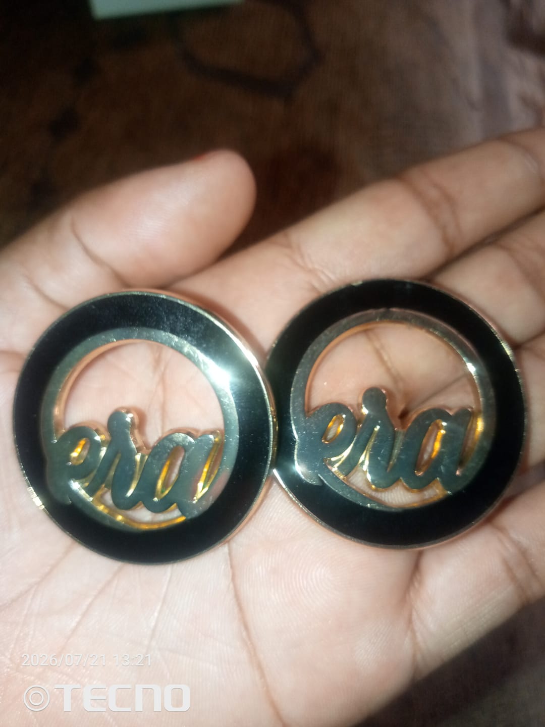 Customer photo review of Black Era Adore Gold Earrings