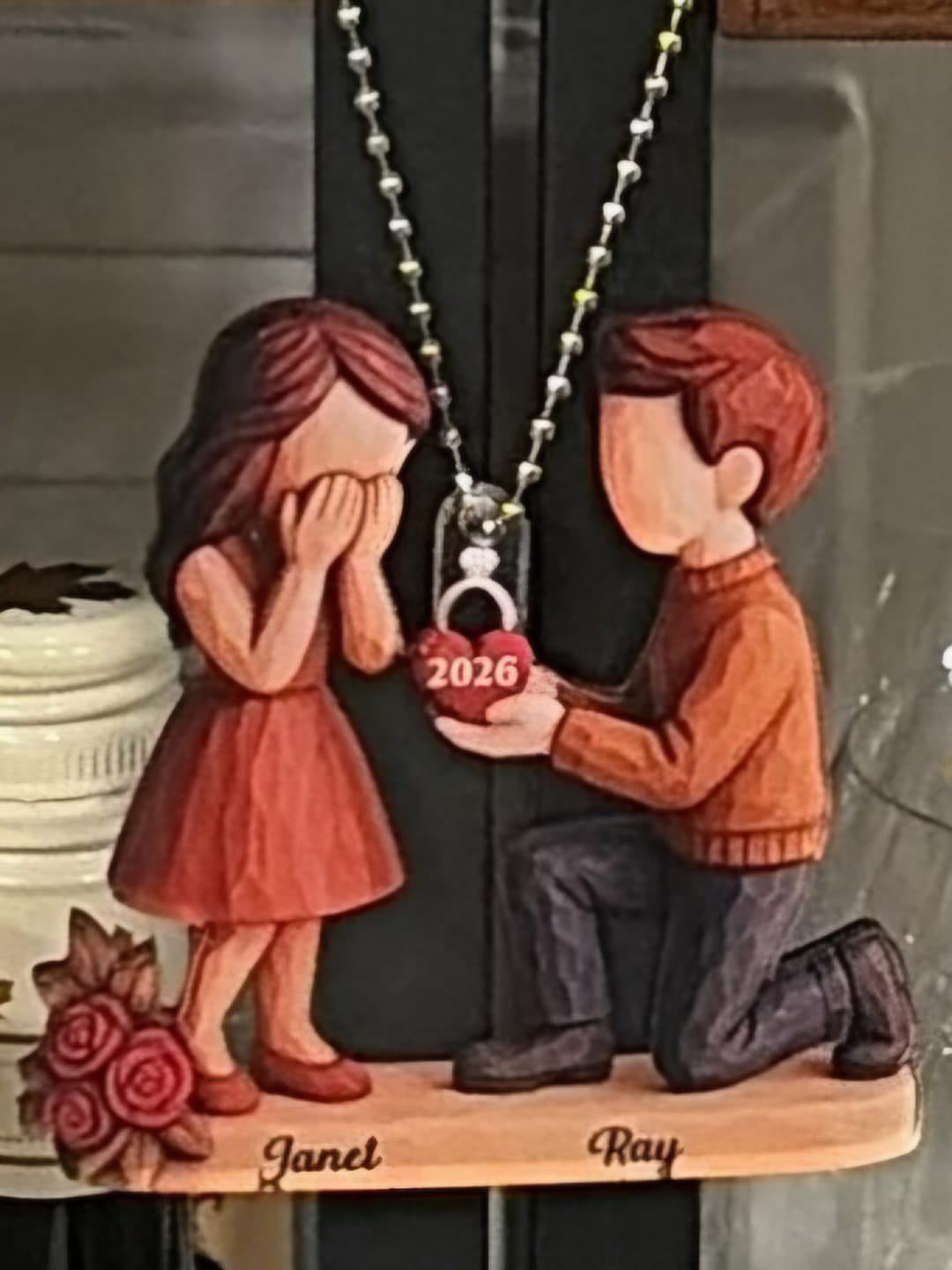Customer photo review of Couple Marriage Proposal - Personalized Acrylic Ornament - Newly Engaged Gift, "She Said Yes!" Ornament, Just Engaged Gifts for Couples