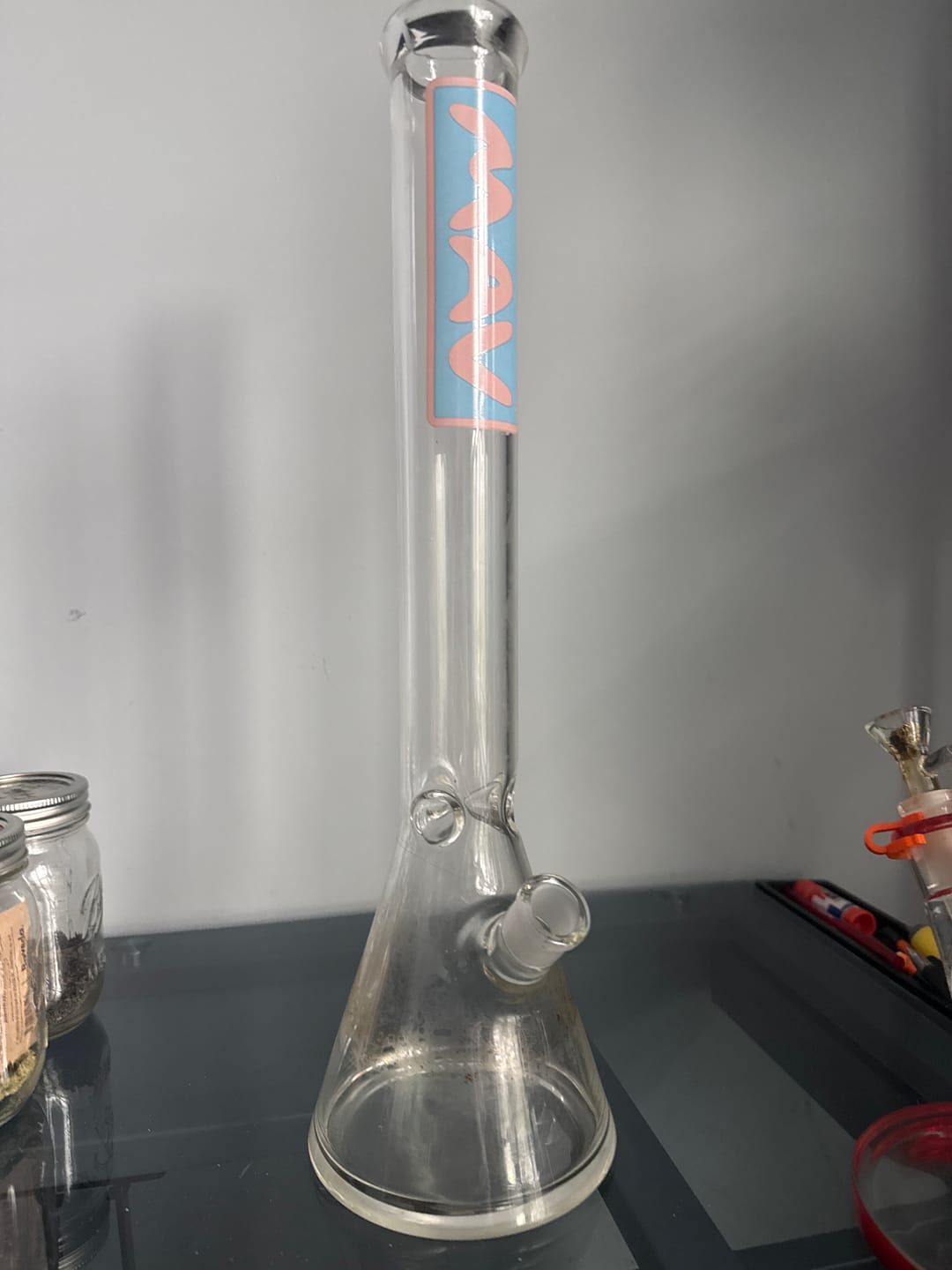 Customer photo review of 18" Classic Beaker Bong Layered MAV Slab pink and blue