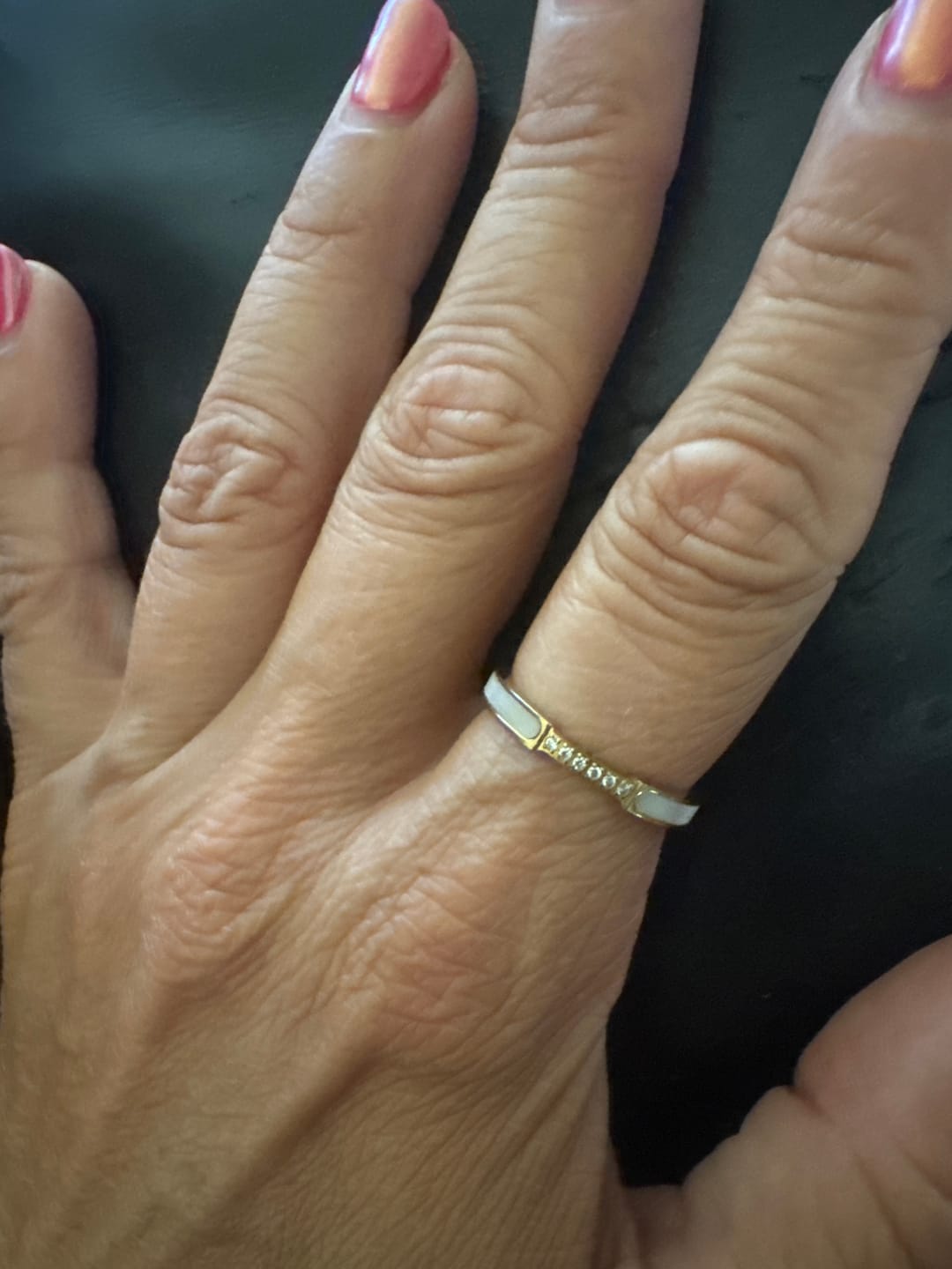 Customer photo review of Mother Of Pearl & Crystal Ring