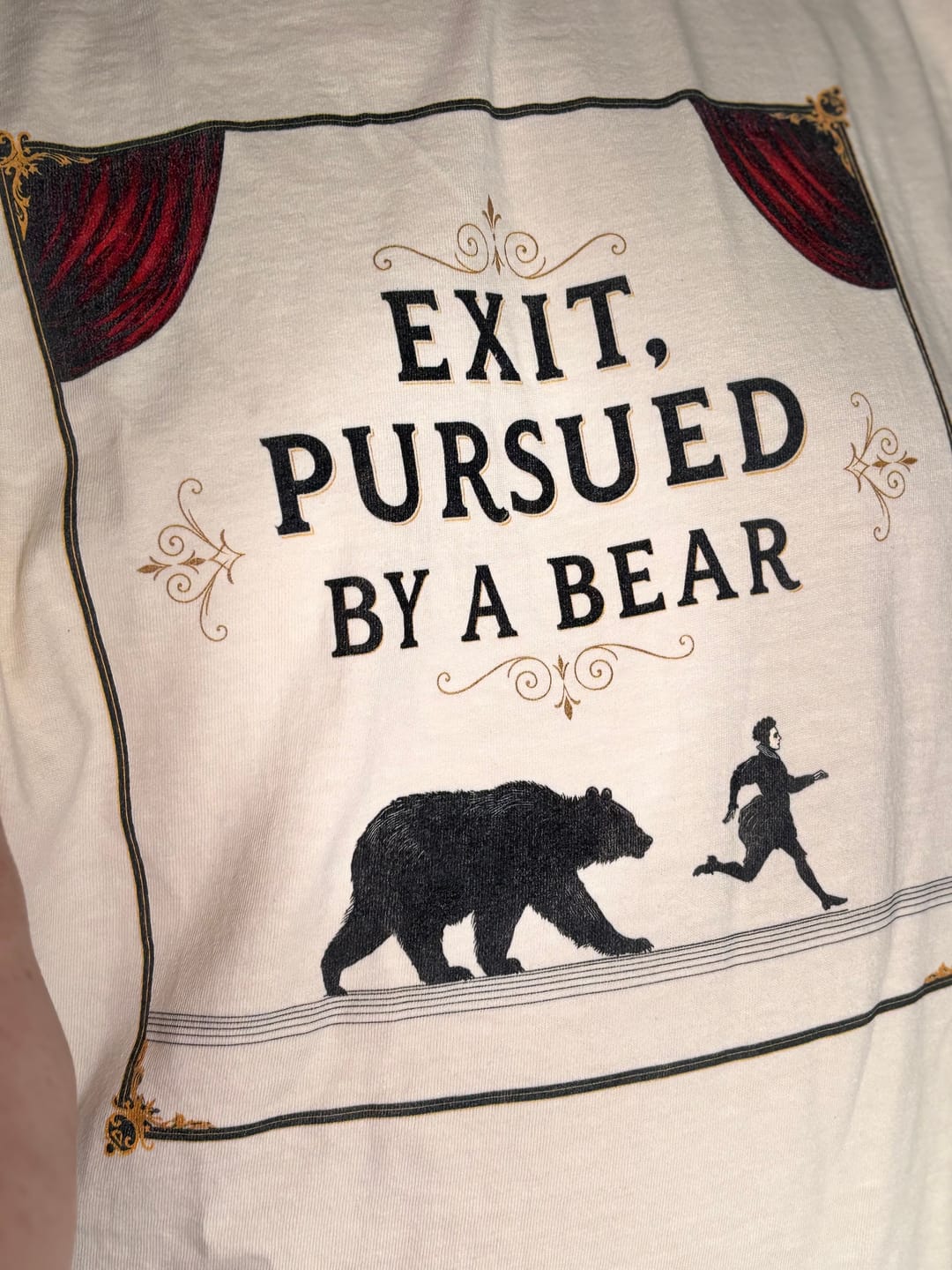 Customer photo review of Shakespeare Exit Pursued By Bear T-Shirt