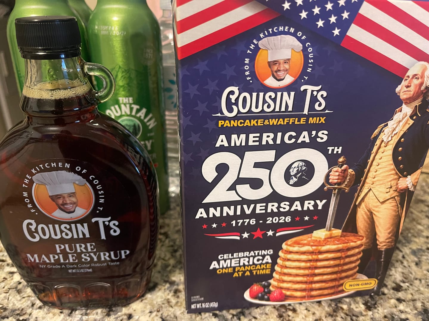 Customer photo review of Cousin T's 250th Anniversary Pancake & Syrup Bundle