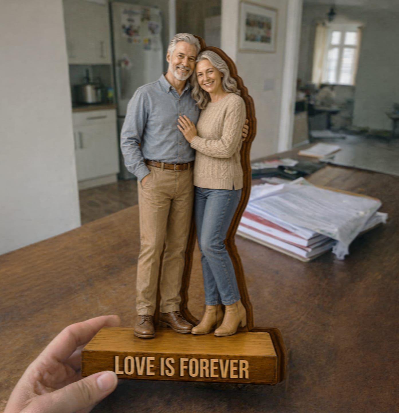 Customer photo review of Custom Photo Family Is Forever - Personalized Customized 3-layered Wooden Plaque - Heartfelt Family Gift For Family Members