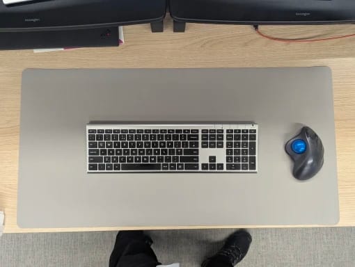 Customer photo review of Faux Leather Mouse Pad – Waterproof Desk Mat