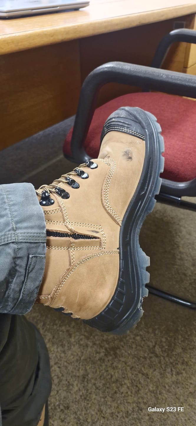Customer photo review of Brawn Safety Work Boots Dark Brown
