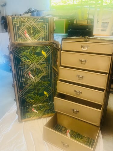 Customer photo review of Akello - Tropical Art Deco Wallpaper - Turquoise - Last 14 Rolls