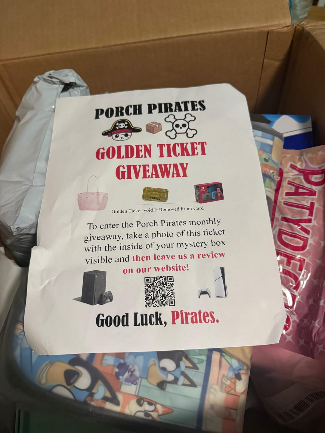 Customer photo review of The Classic Liquidation Mystery Box - Pink Tape Designer Purse Chance Box
