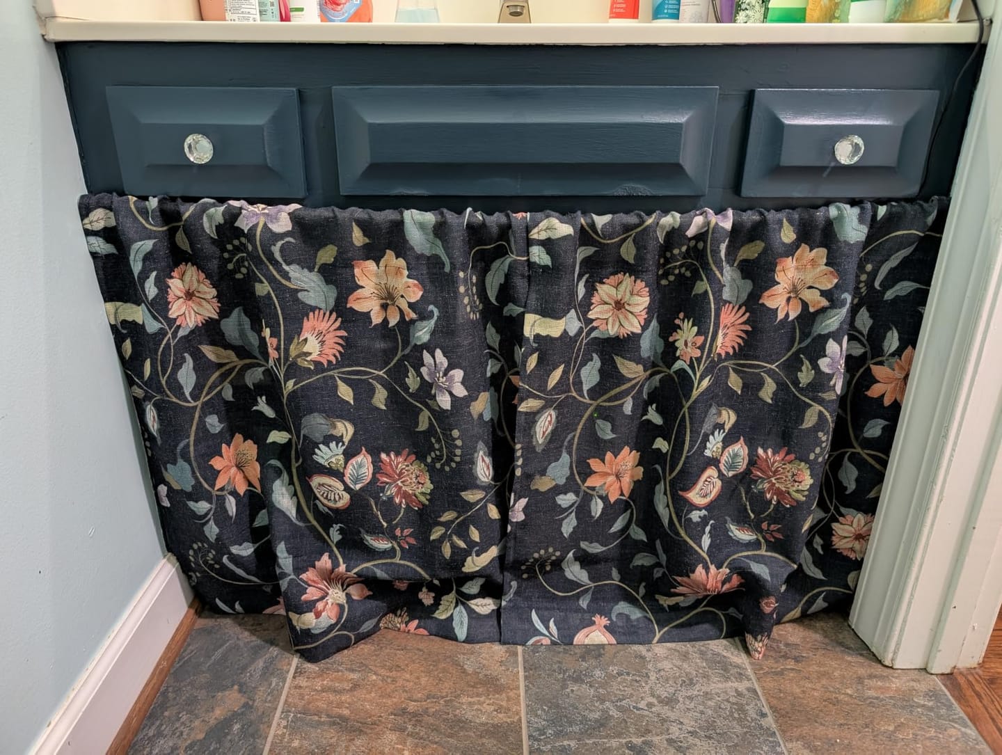 Customer photo review of Hattie Floral Linen  Kitchen Curtains