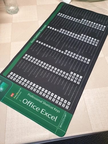 Customer photo review of Large Excel Shortcuts Desk Mat