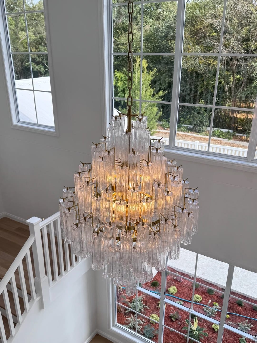 Customer photo review of Addis Geometric Crystal Prism Ceiling Chandelier