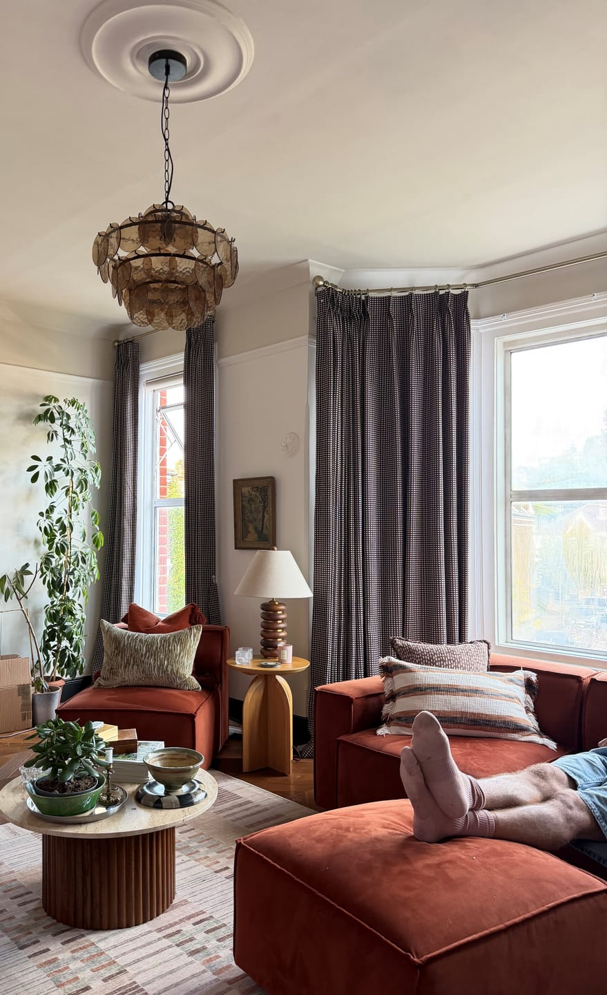 Customer photo review of Frankie Blackout Pixel Check Curtains