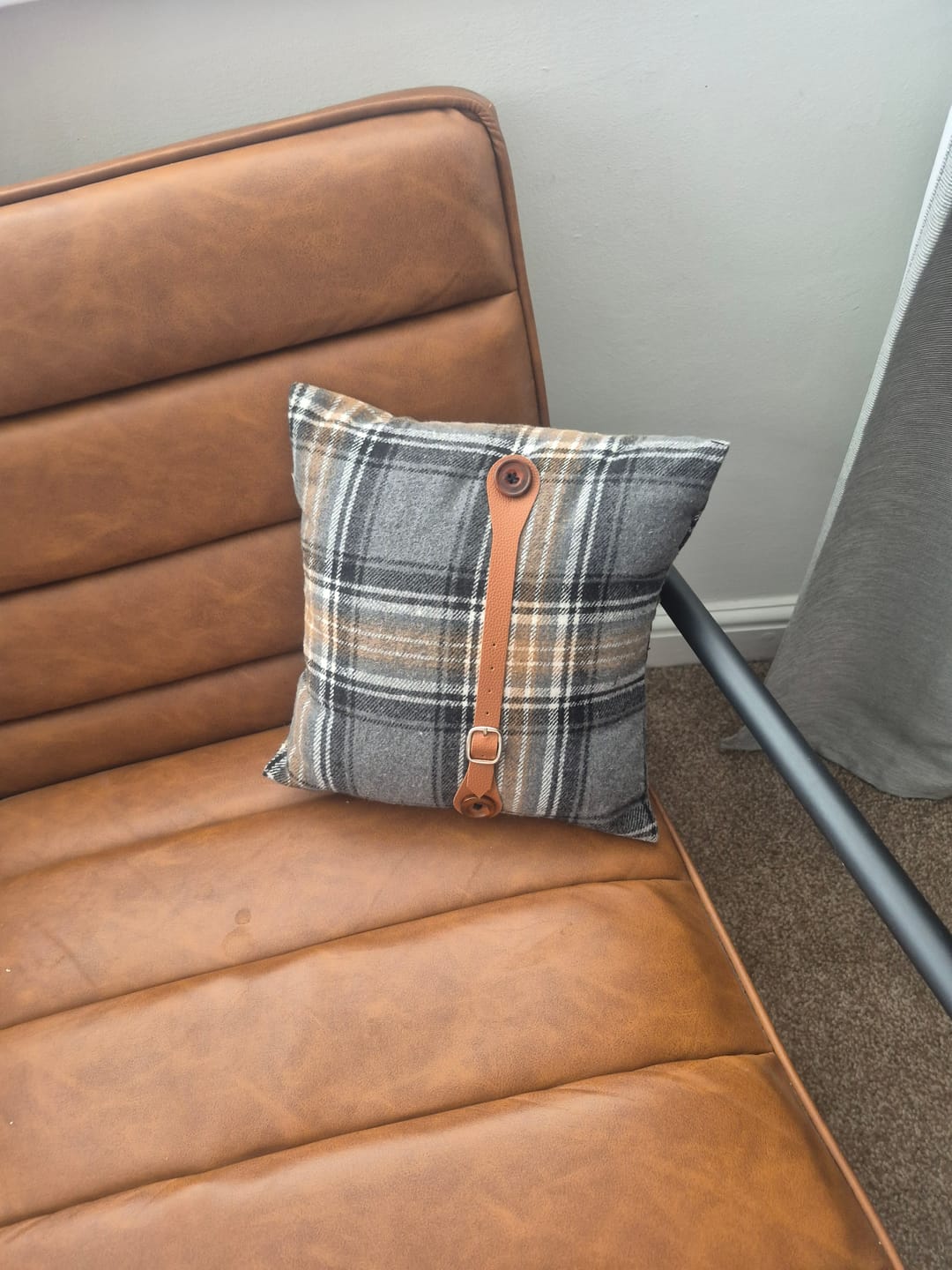 Customer photo review of Grey and Black Checkered Brushed Cotton Blend Fabric