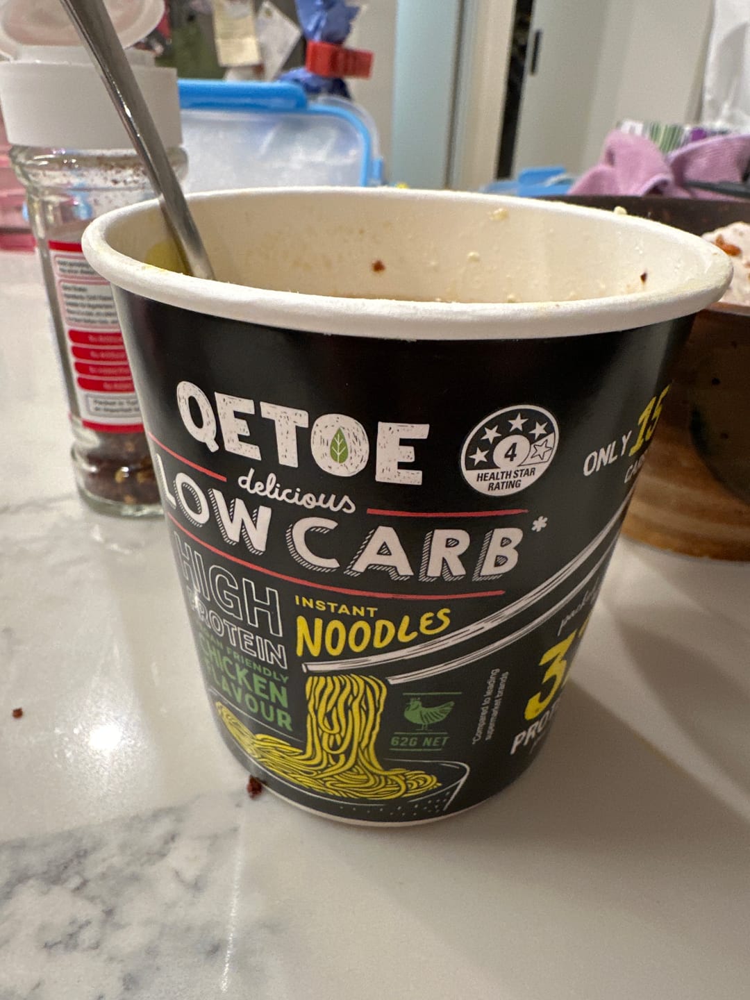 Customer photo review of Qetoe Low Carb High Protein Instant Cup Noodle - COMBO 12 PACK
