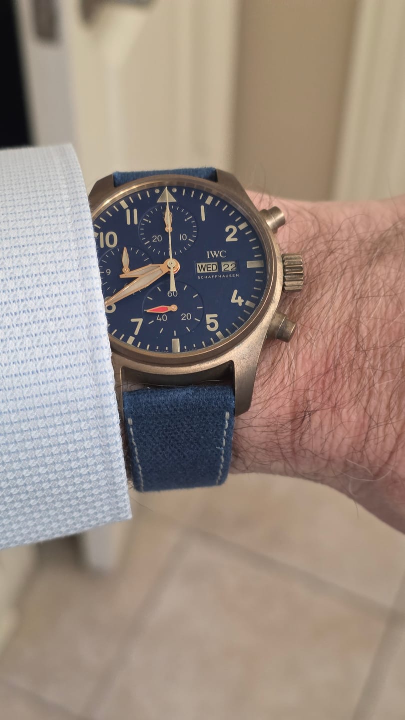 Customer photo review of Expedition Blue Waxed Canvas