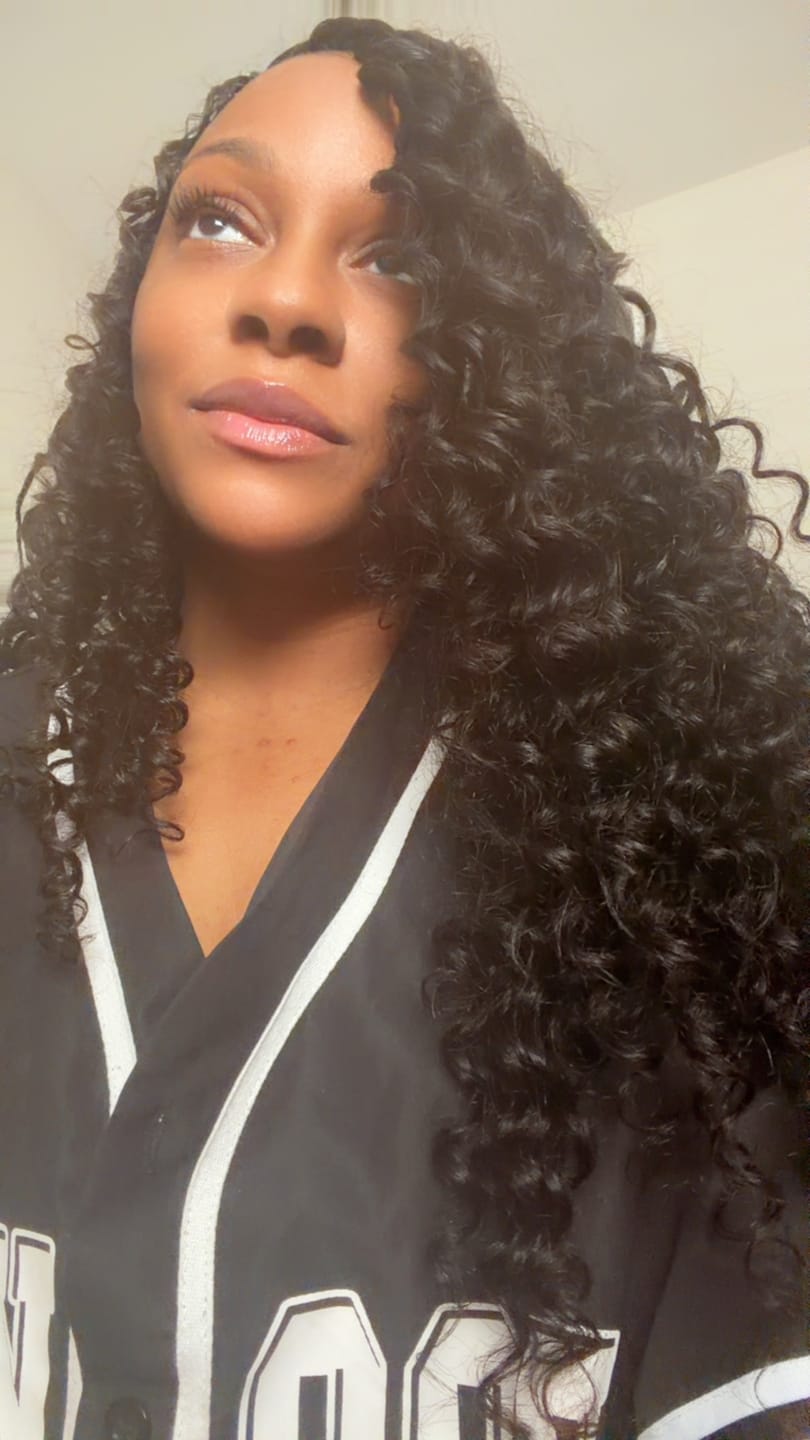 Customer photo review of #4/27/30 Mix Color Blend Loose Deep Wave Human Crochet Hair