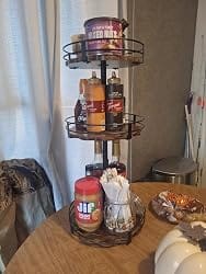 Customer photo review of 3-Tier Rotating Spice Rack Organizer – Carbon Steel 360° Turntable, Countertop Kitchen Storage
