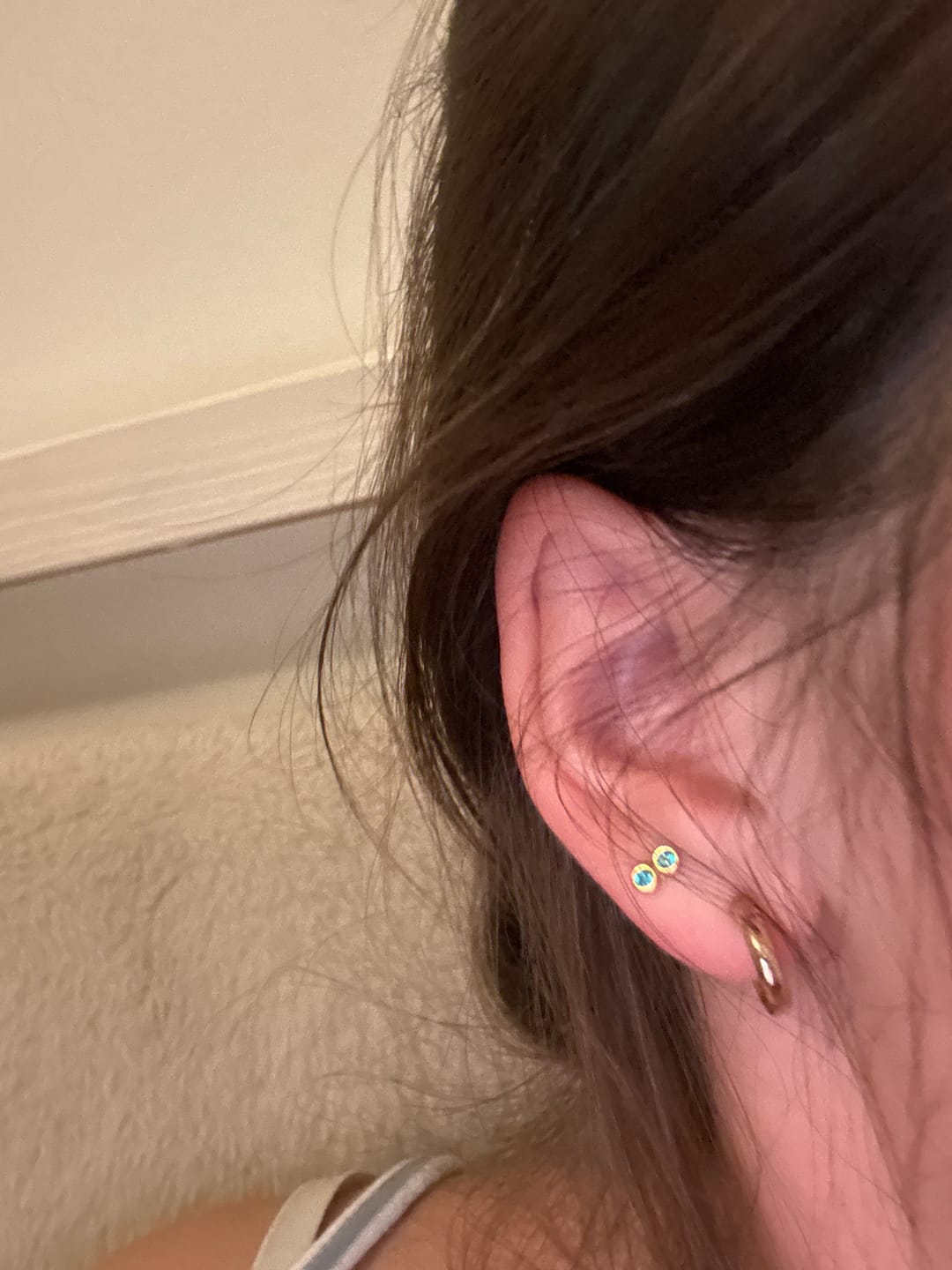 Customer photo review of Molly Gold Crystal Stud Earrings