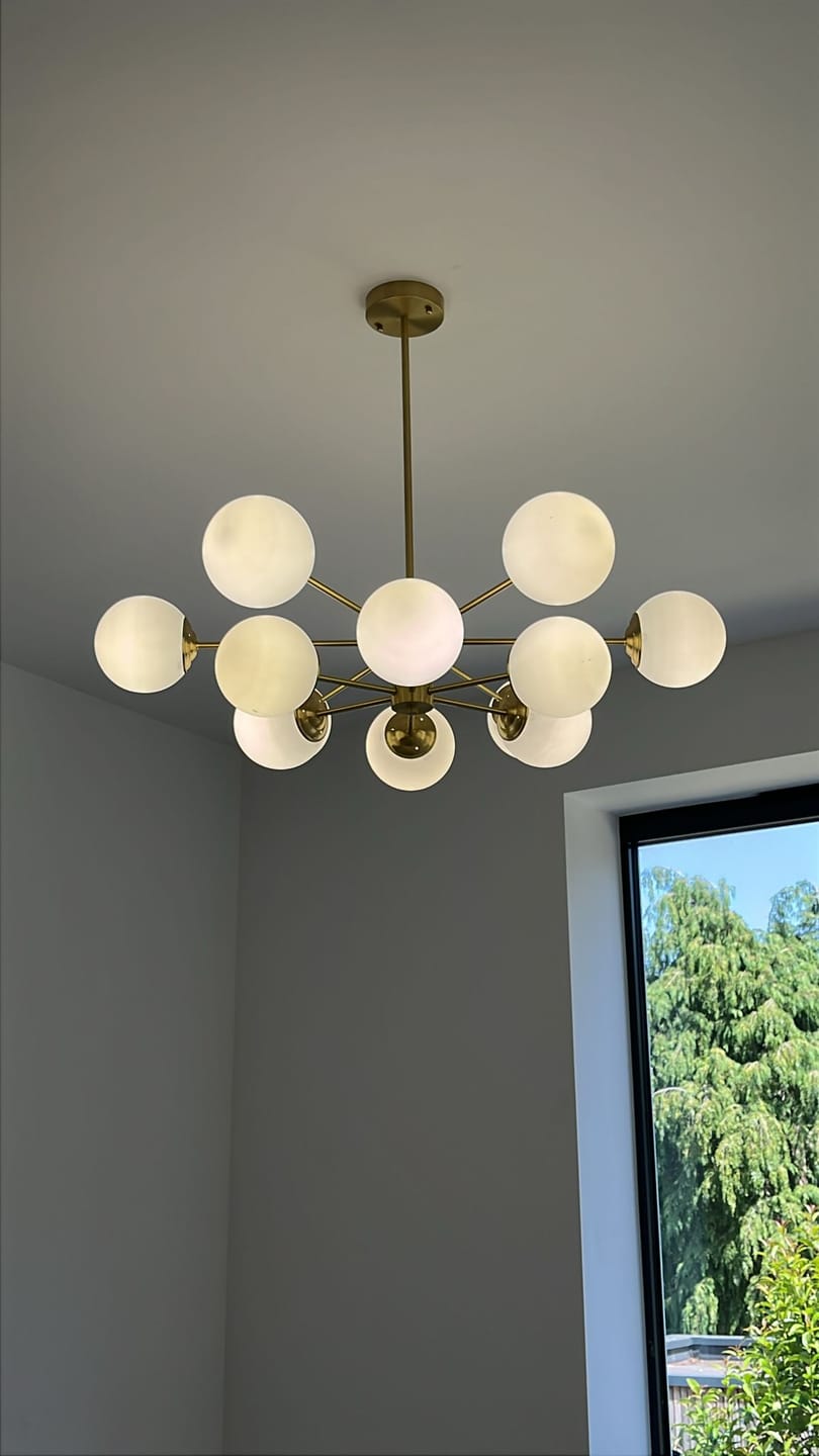 Customer photo review of Opal Glass Globe Sputnik Chandelier