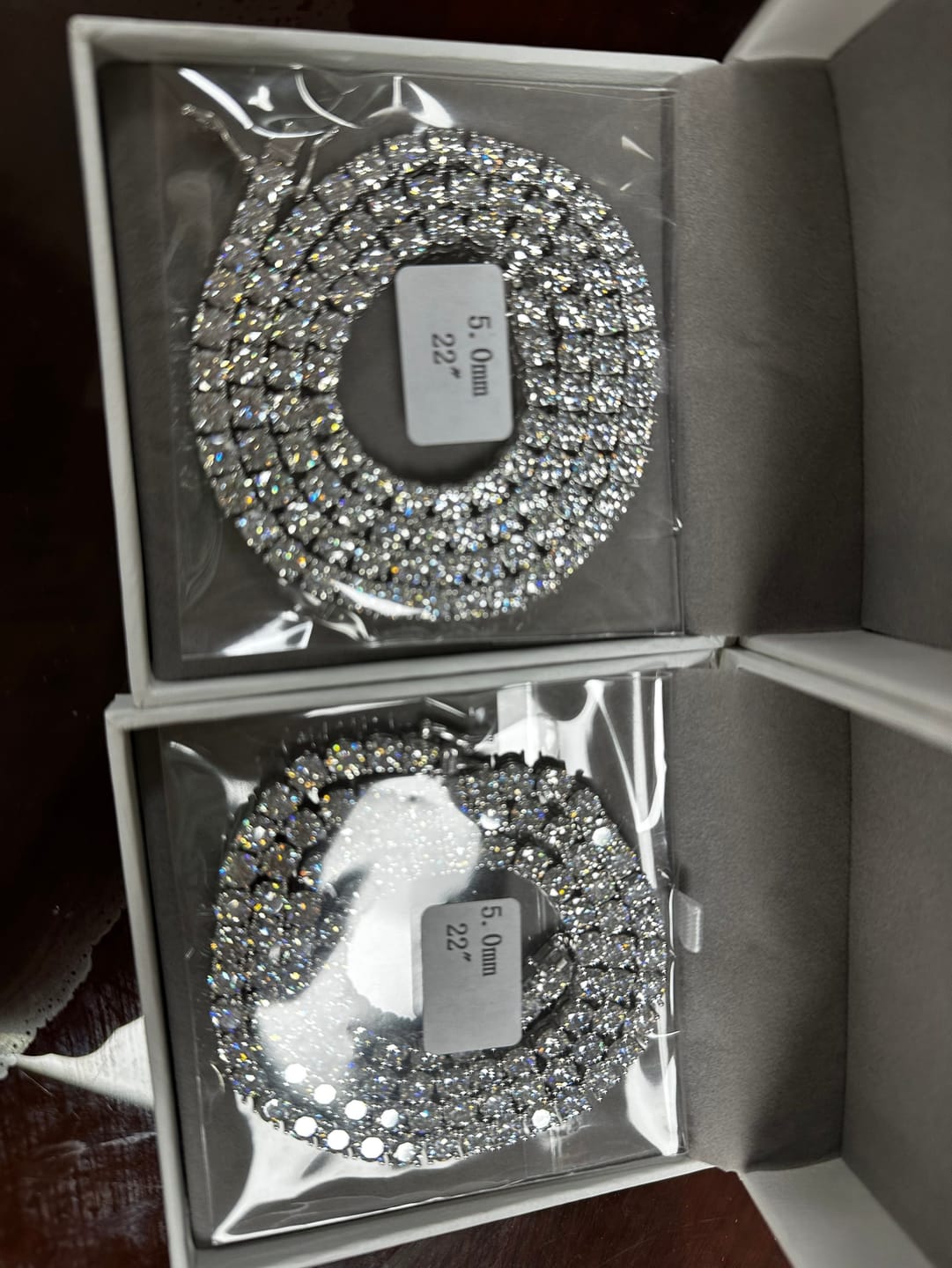 Customer photo review of 2mm 3mm 4mm 5mm 6.5mm Moissanite Tennis Necklace, 925 Silver Gold-Plated