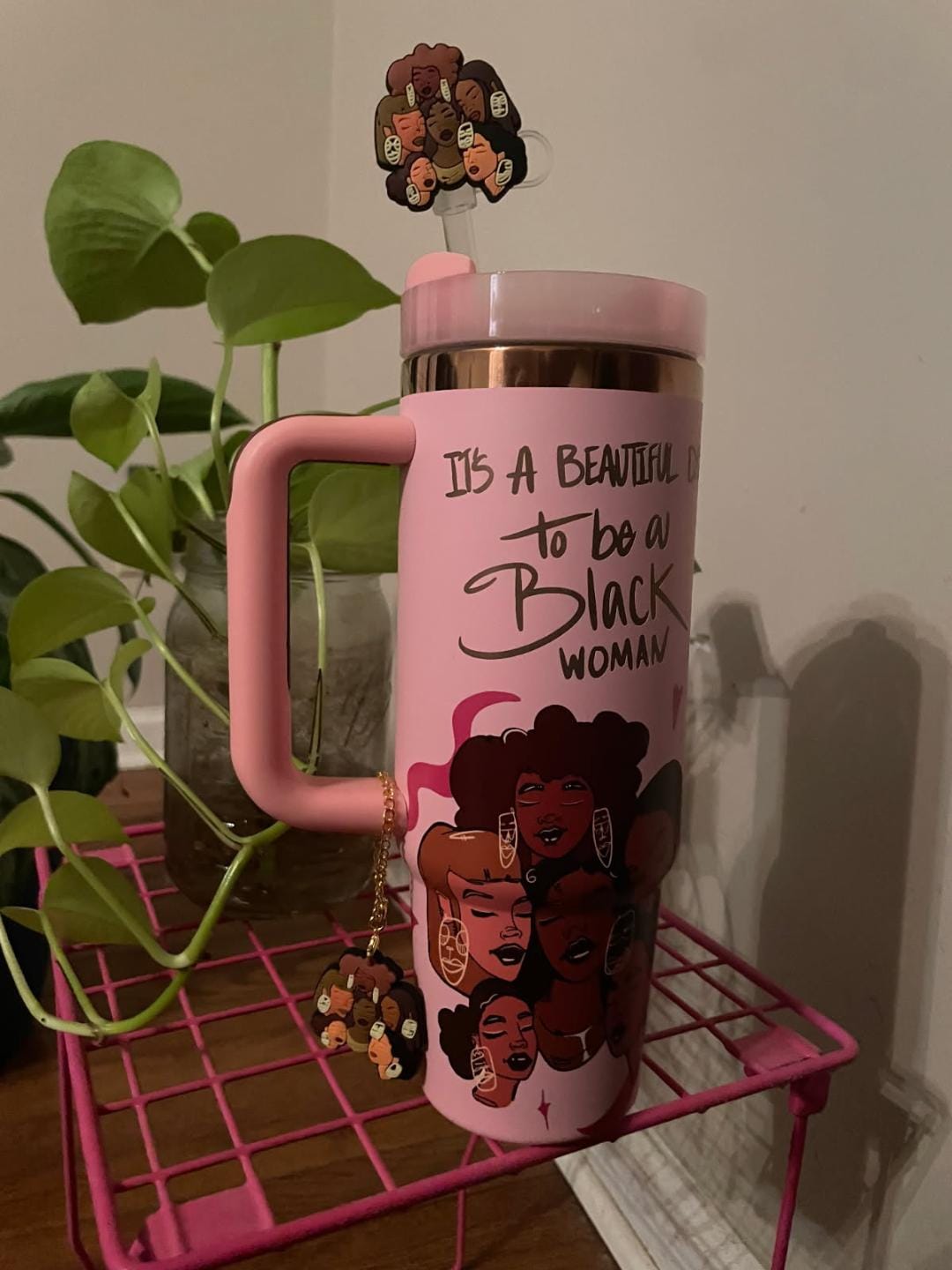 Customer photo review of Limited Edition "Crème Brûlée" Pink FlowSip™ Insulated Tumbler – Pinklomein x Cecilia's House