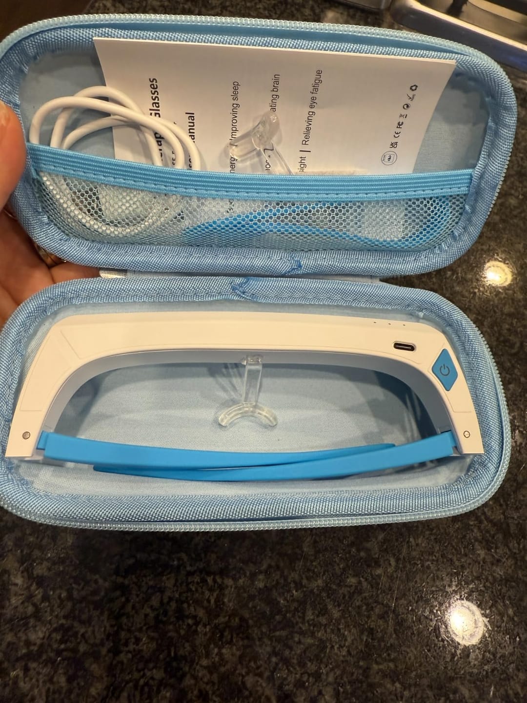 Customer photo review of Red Light Therapy Glasses for Eye Support
