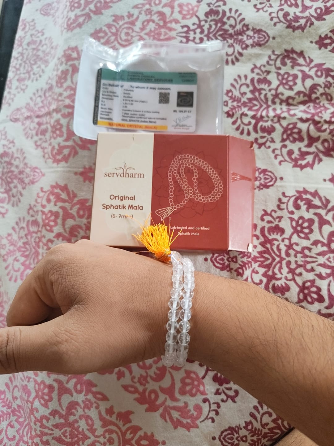 Customer photo review of Original Sphatik Crystal Mala 6 - 7mm Crystal Beads