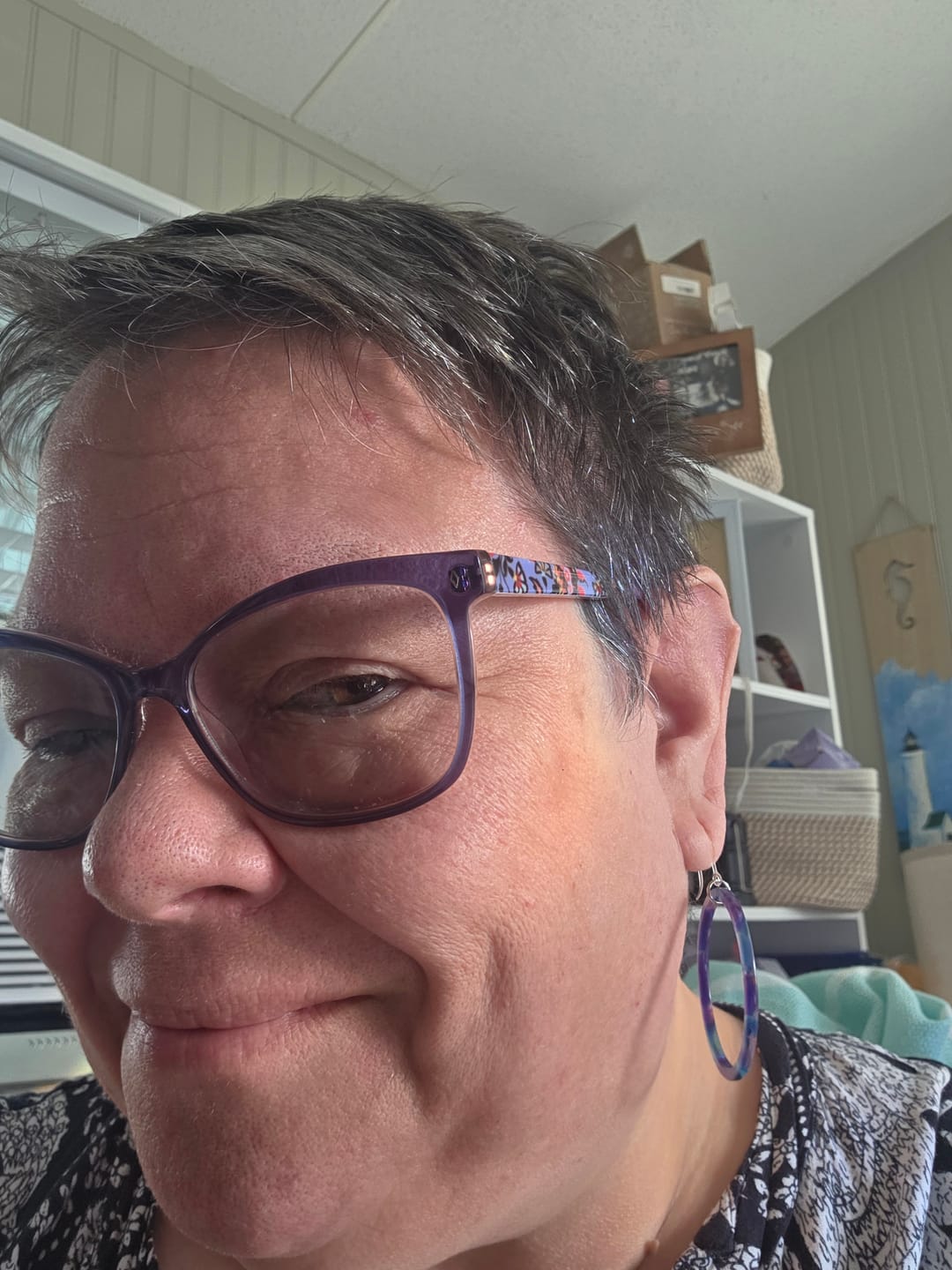 Customer photo review of Multicolor Celluloid Hoop Dangles Hypoallergenic Earrings for Sensitive Ears with Plastic Posts