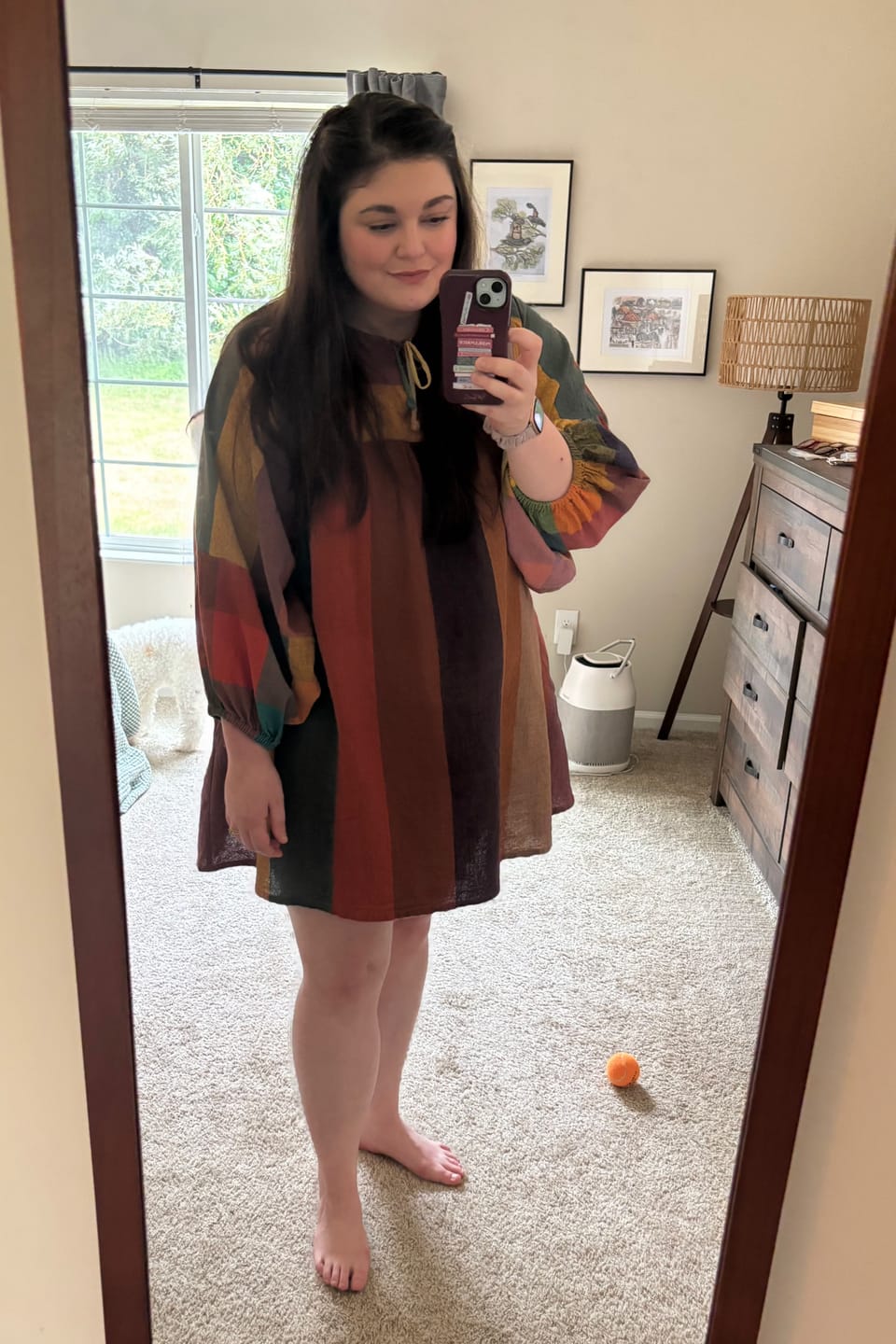 Customer photo review of RORY DRESS | CONFETTI CHEX X STRIPES