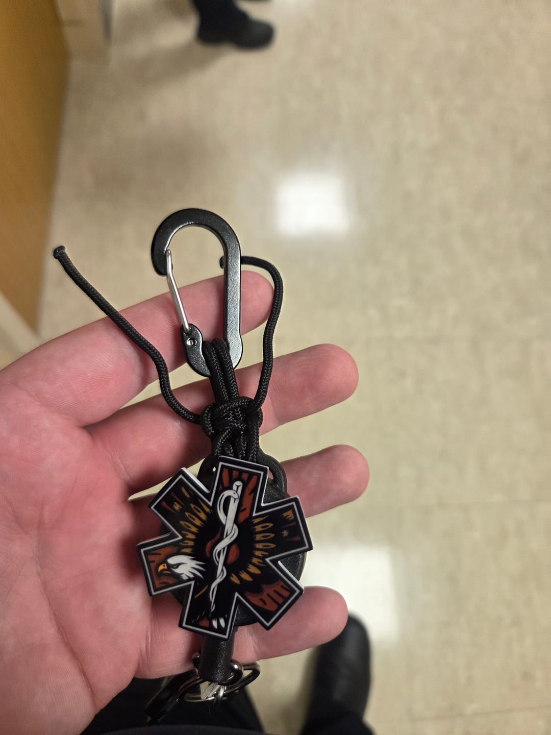 Customer photo review of Free Bird Badge Reel
