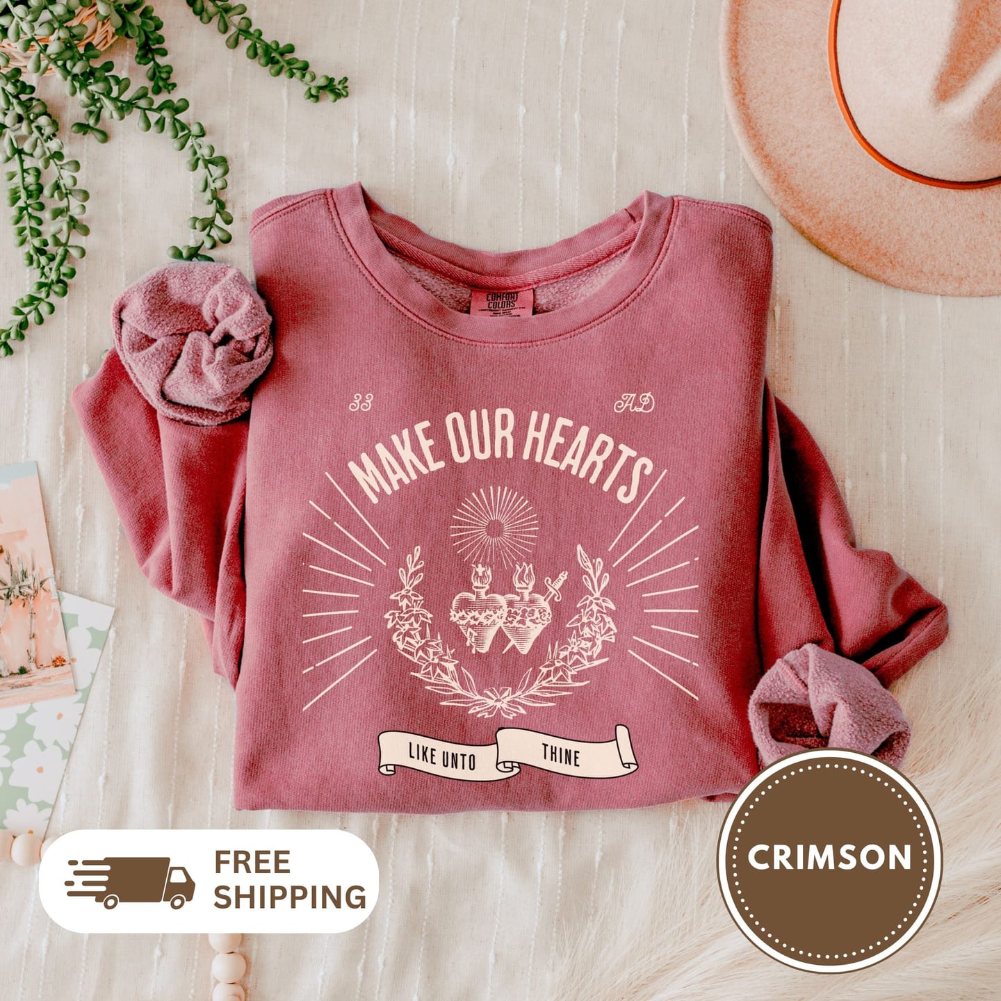 Customer photo review of Sacred Heart Sweatshirt: Comfort Colors Vintage Religious Jumper